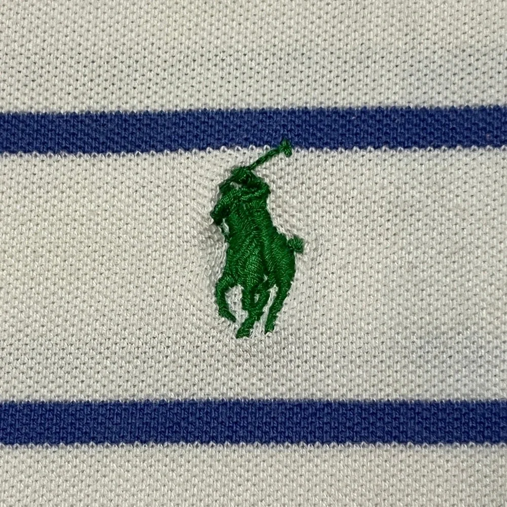 Polo Ralph Lauren Polo Shirt Mens XL White Blue Striped Short Sleeve Pony Logo
